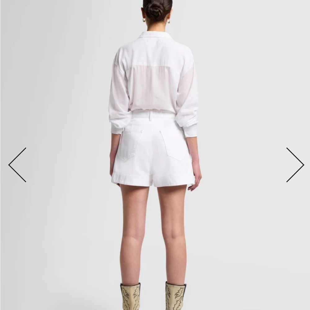 7 For All Mankind White Jean Shorts with Rolled Hems - Picture 3 of 5
